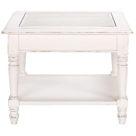 Bout de canapé vitré mdf blanc -