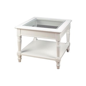 Bout de canapé vitré mdf blanc -