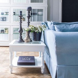 Bout de canapé vitré mdf blanc -