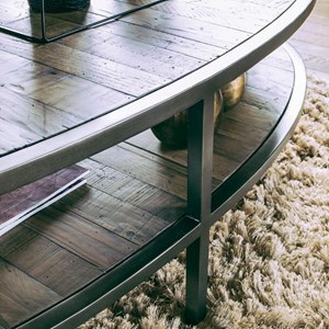 Table basse ovale bois marron -