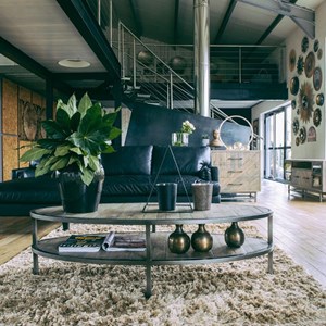 Table basse ovale bois marron -