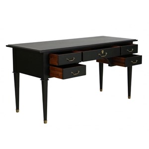 Bureau 5 tiroirs bois noir - cénacle
