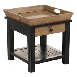 Bout de canapé 1 tiroir bois bleu -