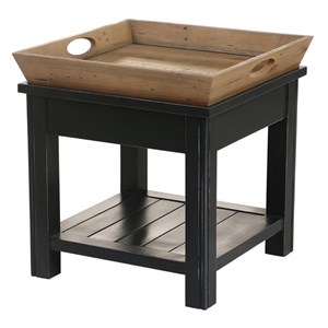 Bout de canapé 1 tiroir bois bleu -