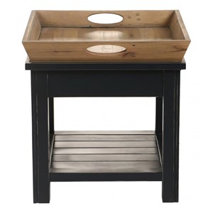 Bout de canapé 1 tiroir bois bleu -