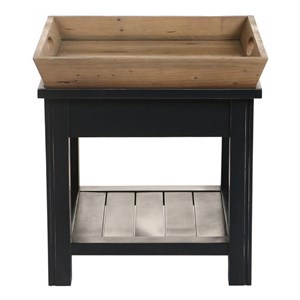 Bout de canapé 1 tiroir bois bleu -