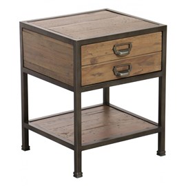 Table de chevet 1 tiroir bois marron -