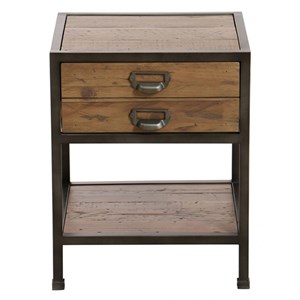 Table de chevet 1 tiroir bois marron -