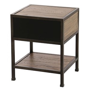 Table de chevet 1 tiroir bois marron -