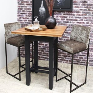 Table repas haute carrée bois noir -