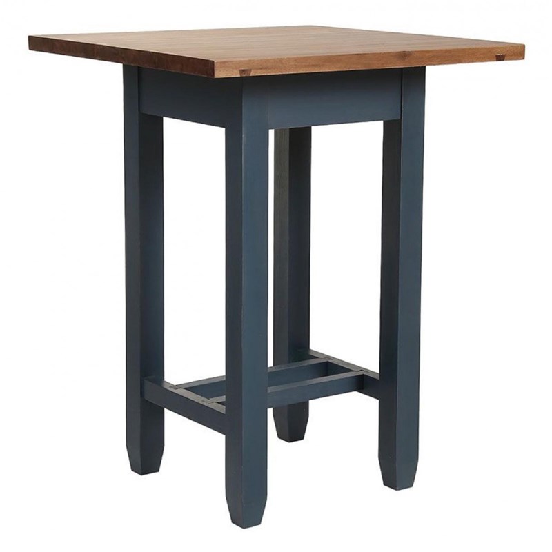 Table repas haute carrée bois bleu -