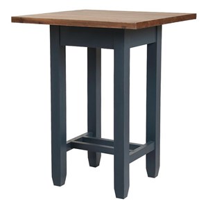 Table repas haute carrée bois bleu -