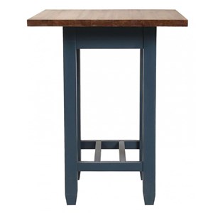 Table repas haute carrée bois bleu -