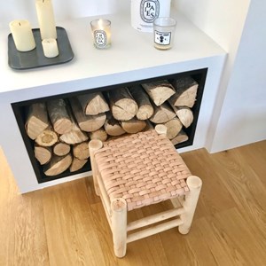 Tabouret marocain en cuir et bois