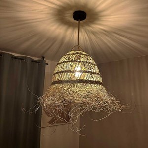 Abat-jour en paille ajouré module fibre