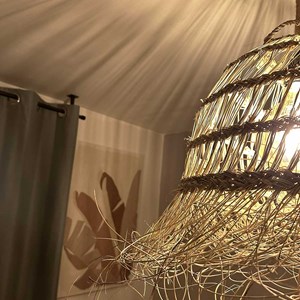 Abat-jour en paille ajouré module fibre