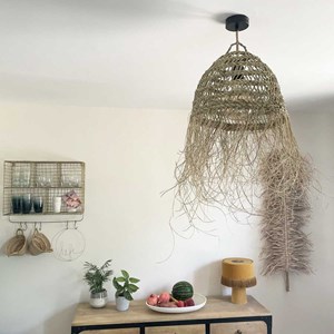 Abat-jour en paille ajouré module fibre