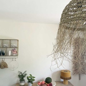 Abat-jour en paille ajouré module fibre