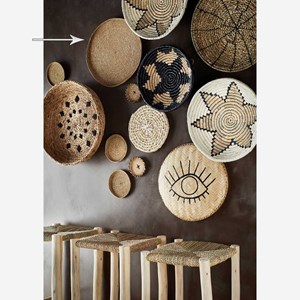 Plateau rond en herbes de mer taille l