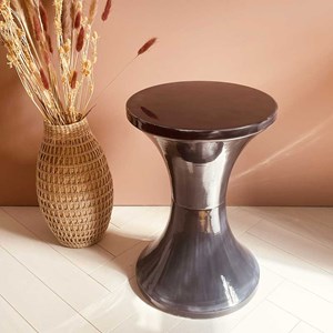 Tabouret tamtam en métal coloris bleu