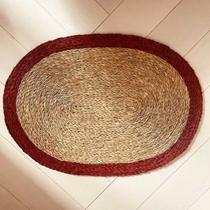 Set de table ovale naturel et rouge 45 x 32 cm