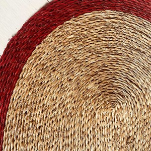 Set de table ovale naturel et rouge 45 x 32 cm