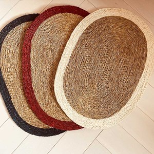 Set de table ovale naturel et rouge 45 x 32 cm