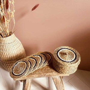 Boite de 6 dessous de verres en herbes naturelles d10cm