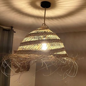 Abat jour en paille ajouré pour lampe