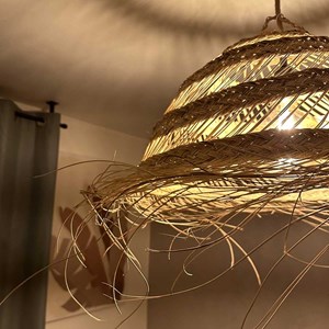 Abat jour en paille ajouré pour lampe