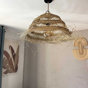 Abat jour en paille ajouré pour lampe