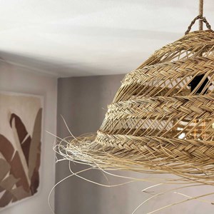 Abat jour en paille ajouré pour lampe