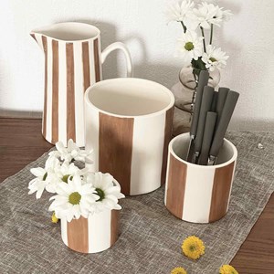 Lot de 4 pots en céramique rayures