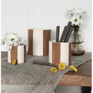 Lot de 4 pots en céramique rayures