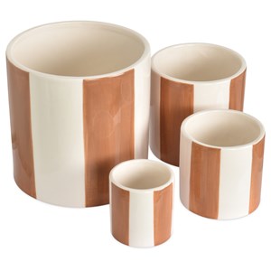 Lot de 4 pots en céramique rayures