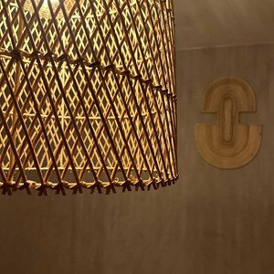 Abat jour pour lampe en rotin naturel marron forme cloche