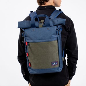 Sac à dos rolltop marine et kaki