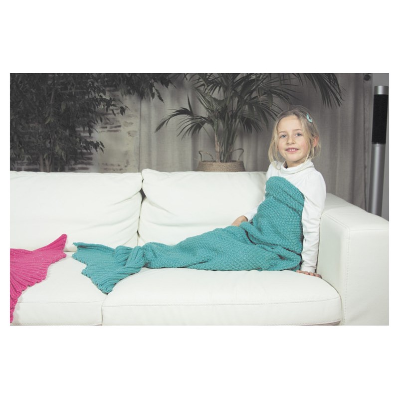 Plaid en crochet queue de sirene - vert