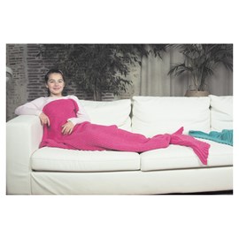 Plaid en crochet queue de sirene - rose