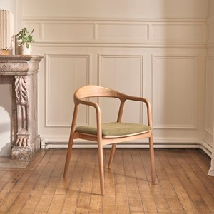 Chaise en teck massif et velours kaki