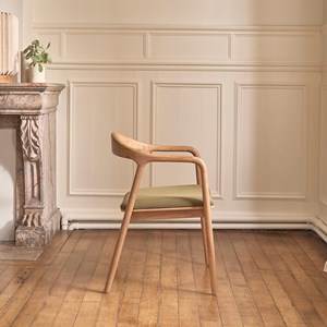 Lot de 2 chaises en teck et velours kaki