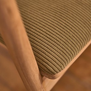 Lot de 2 chaises en teck et velours kaki