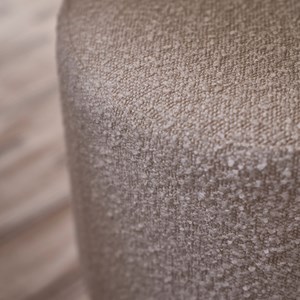 Pouf en teck et tissu bouclette 38 cm