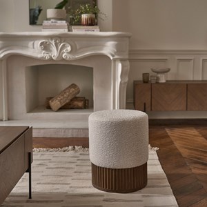 Pouf en mindi et tissu bouclette 38 cm