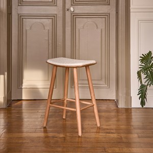 Tabouret en teck assise bouclette 65 cm