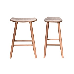 Lot de 2 tabourets teck et bouclette