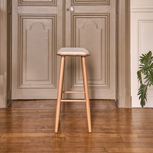 Tabouret en teck et bouclette 75 cm