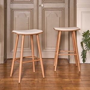 Tabouret en teck et bouclette 75 cm