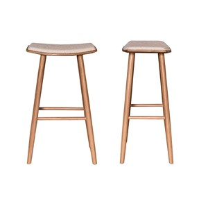 Lot de 2 tabourets teck et bouclette