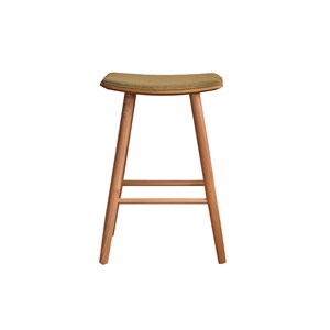 Tabouret en teck et velours cotelé 65 cm